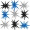9-Pack 22in Black, Blue & Silver Spike Star Foil Balloons – Mylar Party Decor for Birthday, Anniversary & Baby Shower